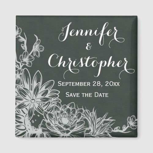 Vintage Chalkboard Floral Display Save the Date Magnet