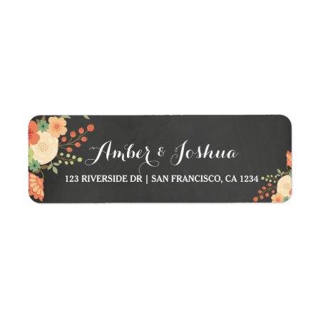 Vintage Chalkboard & Floral Return Address Label