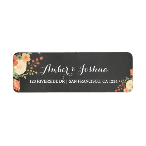 Vintage Chalkboard  Floral Return Address Label