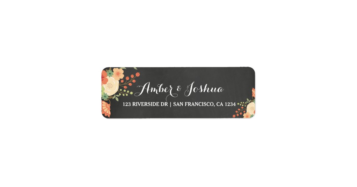 Vintage Chalkboard & Floral Return Address Label