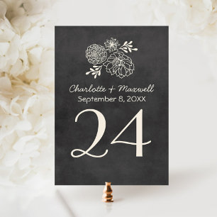 Vintage Chalkboard Floral Table Number Card