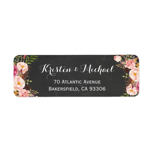 Vintage Chalkboard Floral Wrapping Label (Front)