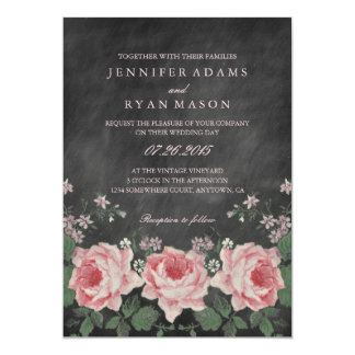 VINTAGE CHALKBOARD FLOWER WEDDING INVITATION
