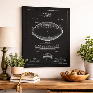 Vintage Chalkboard Football Patent Wall Art