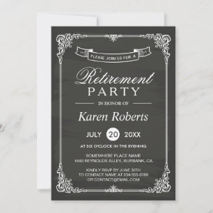 Vintage Chalkboard Frame Elegant Retirement Party Invitation