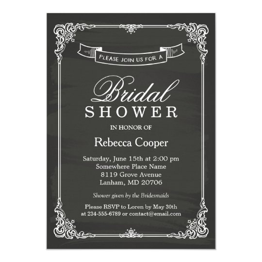 Vintage Chalkboard Frame Wedding Bridal Shower Invitation Vintage Chalkboard Frame Wedding Bridal Shower Invitation