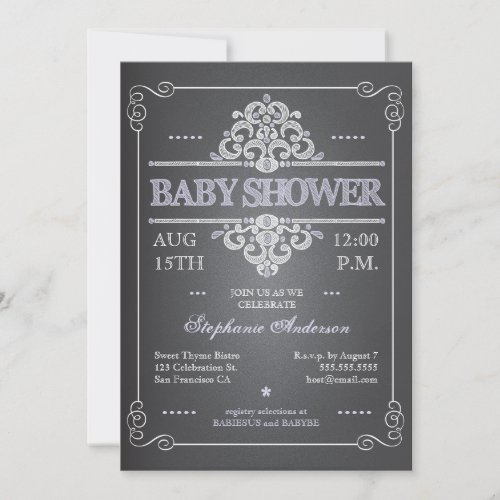 Vintage Chalkboard Girl Baby Shower Invitation