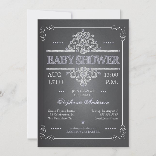 Vintage Chalkboard Girl Baby Shower Invitation (Front)
