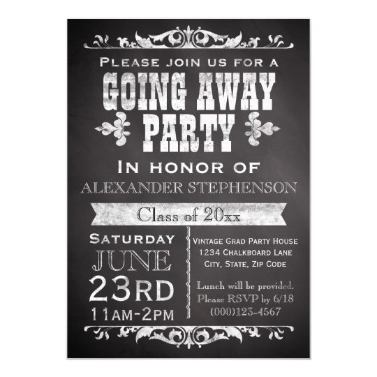 vintage chalkboard going away graduation party invitation zazzle com