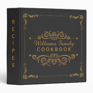 Vintage Chalkboard Gold Family Cookbook Recipes Binder