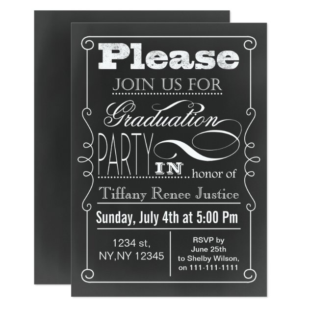Vintage Chalkboard Graduation Party Invitation