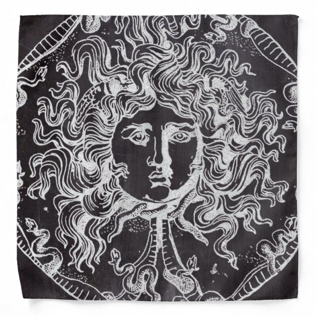 vintage chalkboard Greek mythology Gorgon medusa Bandana (Front)