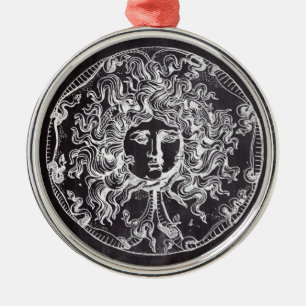 vintage chalkboard Greek mythology Gorgon medusa Metal Ornament