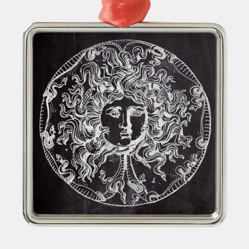 vintage chalkboard Greek mythology Gorgon medusa Metal Ornament