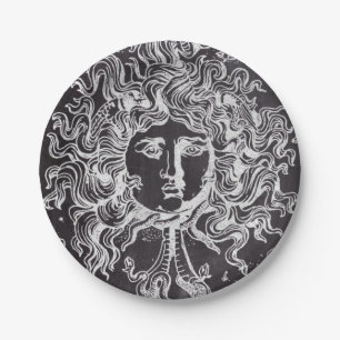 vintage chalkboard Greek mythology Gorgon medusa Paper Plates