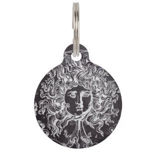 vintage chalkboard Greek mythology Gorgon medusa Pet ID Tag
