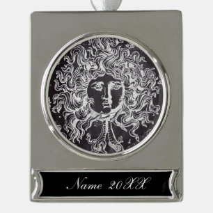vintage chalkboard Greek mythology Gorgon medusa Silver Plated Banner Ornament