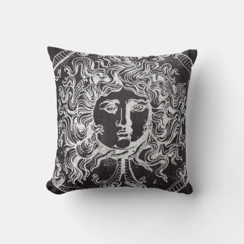 vintage chalkboard Greek mythology Gorgon medusa Throw Pillow