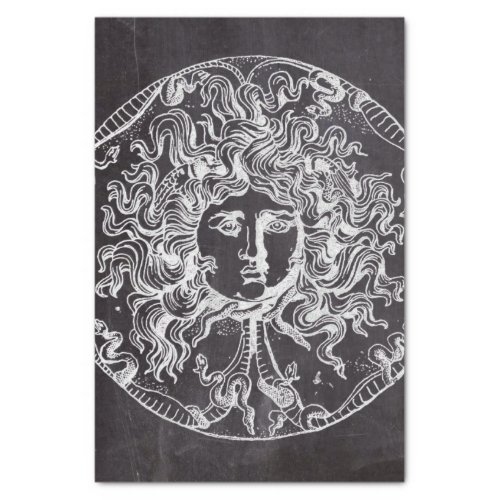vintage chalkboard Greek mythology Gorgon medusa Tissue Paper