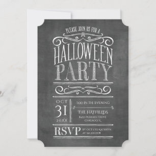 Vintage Chalkboard Halloween Party Invite