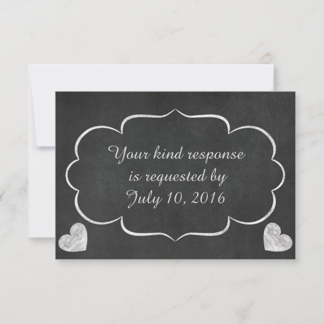 Vintage Chalkboard Heart Wedding RSVP (Front)