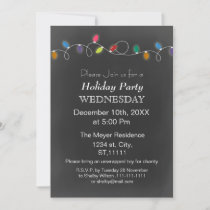 Vintage Chalkboard Holiday lights party Invitation