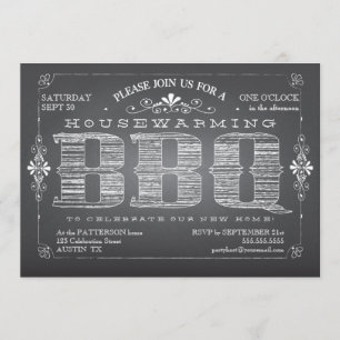 Vintage Chalkboard Housewarming BBQ Invitation