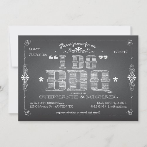 Vintage Chalkboard I Do BBQ Shower Invitation