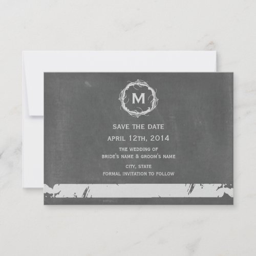 Vintage Chalkboard Inspired Monogram Save The Date