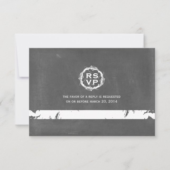 Vintage Chalkboard Inspired Wedding RSVP Card (Front)