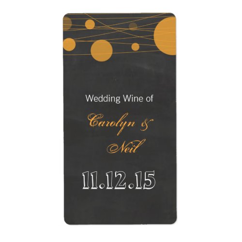 Vintage Chalkboard Lantern Wedding Wine Label