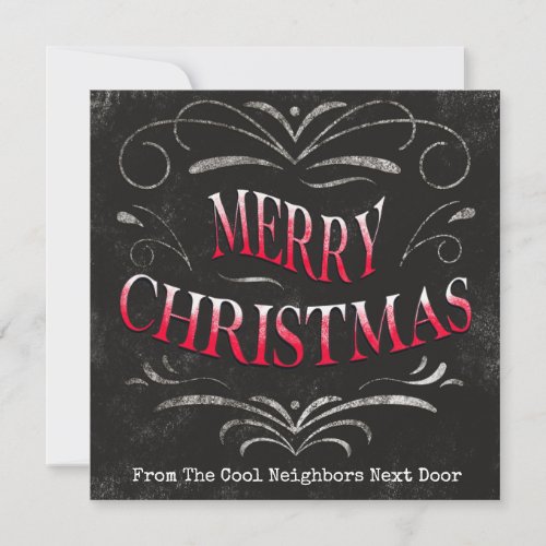 Vintage Chalkboard Lettering Merry Christmas Sign Card