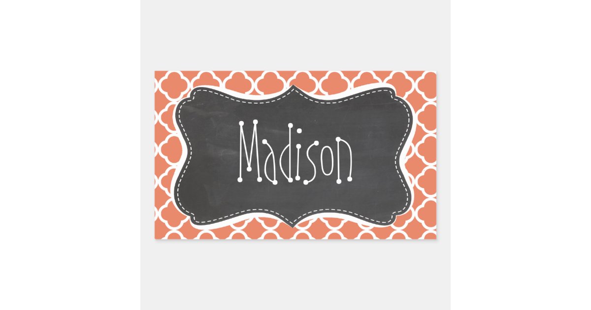 Vintage Chalkboard look; Burnt Sienna Quatrefoil Rectangular Sticker