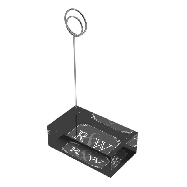 Vintage Chalkboard Look Monogram Table Card Holder (Corner)