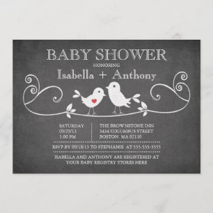 Vintage Chalkboard Love Birds Baby Shower Invitation