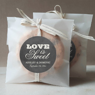 Vintage Chalkboard Love is Sweet Wedding Classic Round Sticker