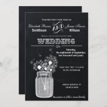 Vintage Chalkboard Mason Jar floral wedding Invitation