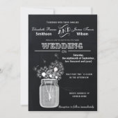 Vintage Chalkboard Mason Jar floral wedding Invitation (Front)