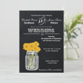 Vintage Chalkboard Mason Jar floral wedding Invitation (Standing Front)