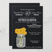 Vintage Chalkboard Mason Jar floral wedding Invitation