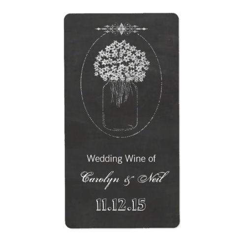 Vintage Chalkboard Mason Jar Wedding Wine Label