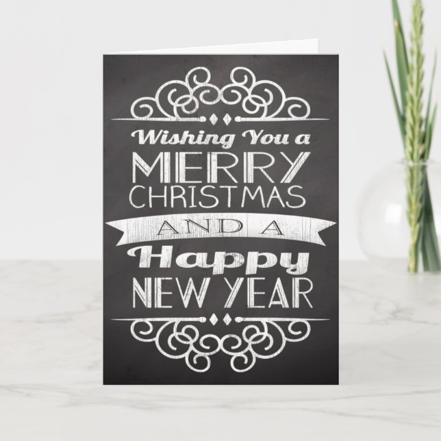 Vintage Chalkboard Merry Christmas Promo Card (Front)