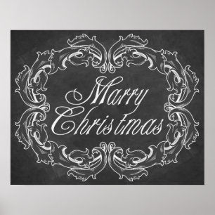 Vintage chalkboard Merry Christmas Quote Art Poster