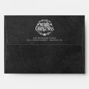 Vintage Chalkboard Merry Christmas Return Address  Envelope