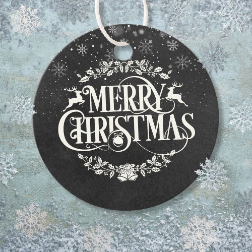 Vintage Chalkboard Merry Christmas Snowflakes  Favor Tags