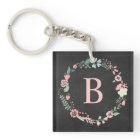 Vintage Chalkboard Monogram Floral Wreath
