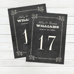 Vintage Chalkboard Monogram Table Number Card