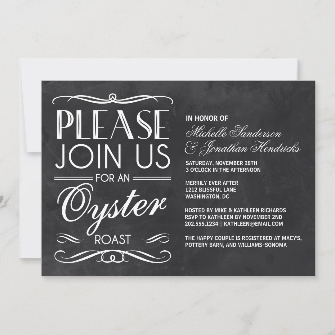 Vintage Chalkboard Oyster Roast Invitation Zazzle