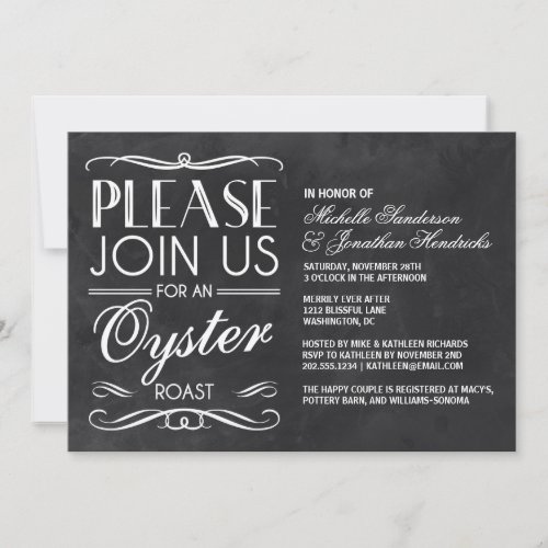 Vintage Chalkboard Oyster Roast Invites