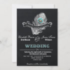 Vintage Chalkboard peacock wedding invite